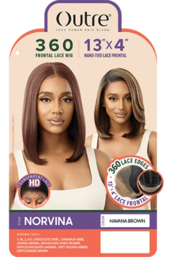 OUTRE Human Hair Blend 360 Frontal Lace Wig 13x4 Hand Tied - Norvina -Outre PKG QLHBONOR Norvina HT 23099.1641238902