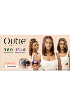 OUTRE Human Hair Blend 360 Frontal Lace Wig 13x4 Hand Tied - Norvina -Outre PKG QLHBONOR Norvina 00957.1641238903