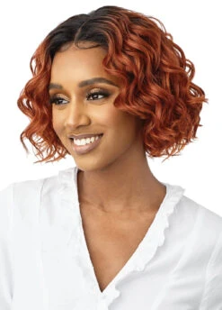 OUTRE Synthetic EveryWear HD Lace Front Wig - EVERY 25 -Outre QLEWE Every25 DR COPPE ORANGE Left 23120.1678299858
