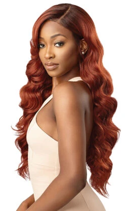 OUTRE Synthetic Melted Hairline Deluxe Wide Lace Part HD Lace Front Wig - ARIES -Outre QLMHARI Aries DR2 Cinnamon Spice Sub A 19472.1626717262