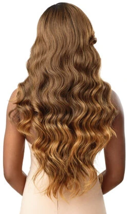 OUTRE Synthetic Melted Hairline Deluxe Wide Lace Part HD Lace Front Wig - ARIES -Outre QLMHARI Aries DRFF Chocolate Truffle Back 70289.1626717262