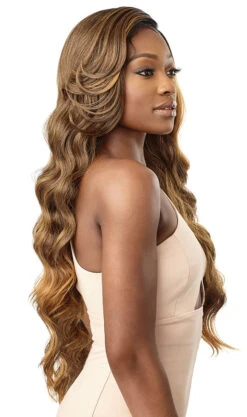 OUTRE Synthetic Melted Hairline Deluxe Wide Lace Part HD Lace Front Wig - ARIES -Outre QLMHARI Aries DRFF Chocolate Truffle Right 32074.1626717262