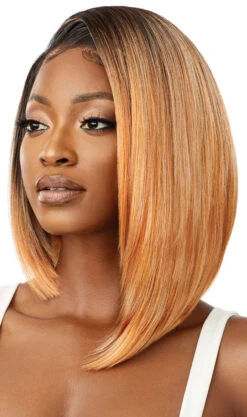 OUTRE Synthetic Melted Hairline Deluxe Wide HD Lace Front Wig - ZANDRA -Outre QLMHDZAN Zandra DRFF Golden Coral Left 68923.1628218949