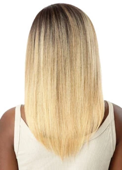 OUTRE HD Transparent Lace Front Wig - Natural Yaki 18" -Outre QL Natural Yaki 18 DR2 Golden Balayage Back 11854.1678405924