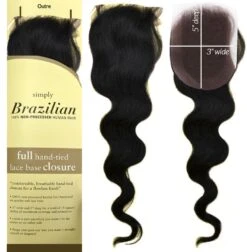 Outre Simply Brazilian 100% Non-Processed Human Hair CLOSURE (Full Hand-Tied Lace Base)