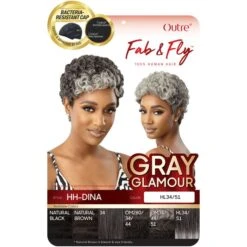 Outre Fab & Fly Gray Glamour 100% Human Hair Wig - HH-DINA 10 Outre Fab & Fly Gray Glamour 100% Human Hair Wig - HH-DINA -Outre ht fab fly gray glamour hh dina