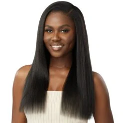 Outre Big Beautiful Hair Human Hair Blend Clip-In 9 Weave - Natural Yaki 18"