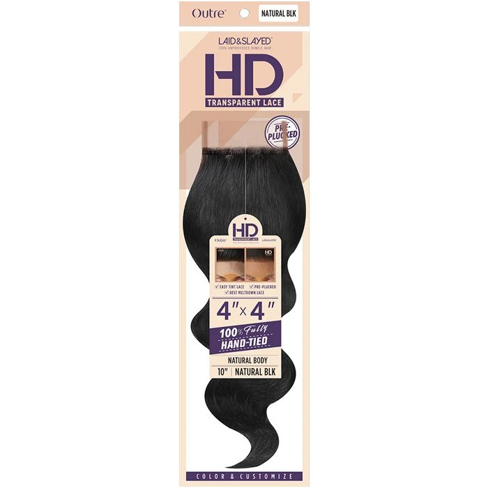 Outre Laid & Slayed 100% Unprocessed Human Hair 4X4 HD Lace Closure - NATURAL BODY 10", 12", 14" 1 Outre Laid & Slayed 100% Unprocessed Human Hair 4X4 HD Lace Closure - NATURAL BODY 10", 12", 14"