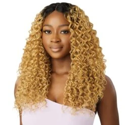 Outre Purple Pack Brazilian Boutique Human Hair Blend Weave - DOMINICAN CURL (18"/20"/22"+ 4" Deep Lace Parting Piece)