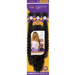 Outre Purple Pack Brazilian Boutique Human Hair Blend Weave - DOMINICAN CURL (18"/20"/22"+ 4" Deep Lace Parting Piece) -Outre hwpbdc1820224