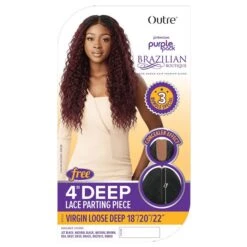 Outre Purple Pack Brazilian Boutique Human Hair Blend Weave - VIRGIN LOOSE DEEP 4PCS (18/20/22 Inch + 4 Inch Lace Closure) -Outre hwpbvl182022 4 1