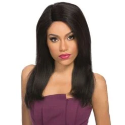 Outre Velvet 100% Remy Human Hair Lace Front Wig L Part NATURAL YAKI 18 Inch