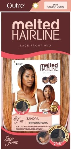 Outre Synthetic Melted Hairline Deluxe Wide Lace Part Wig - ZANDRA -Outre pkg ql melted hairline deluxe wide zandra