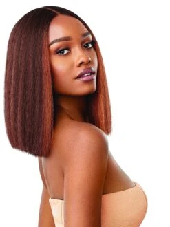 Outre Synthetic Pre-Plucked HD Transparent Lace Front Wig- ANNIE BOB 12' -Outre ql annie bob 12 drff2 cinnamon mocha sub cr