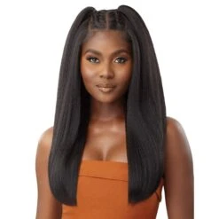 Outre 100% Human Hair Blend 5X5 Lace Closure Wig - KINKY STRAIGHT 24" -Outre qlhbo55ks243