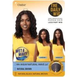 Outre 100% Unprocessed Human Hair Lace Part Wet & Wavy Wig - NATURAL WAVE 16 -Outre qlphdwnw16 5