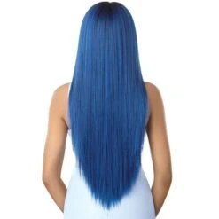 Outre Purple Pack Brazilian Boutique Human Hair Blend 5x5 W Part Closure - SLEEK ST 18/20/22 Inch (3 Bundles) -Outre st back