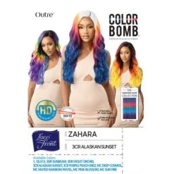 Outre Color Bomb Synthetic HD Transparent Lace Front Wig - ZAHARA -Outre zaharapkg1 1